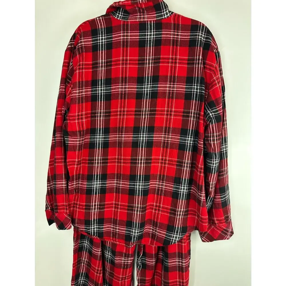 Victoria's Secret Shimmer Flannel Long Sleeve Shirt Pants Plaid Pajama Set Large - Picture 13 of 16